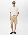 Mango Textured Cotton Blend T-shirt In White