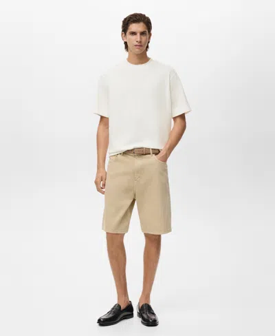 MANGO MEN'S TEXTURED COTTON T-SHIRT