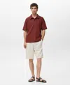 Mango Men's Textured Knitted Polo Shirt In Brown