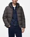 Mango Thermoregulating Water Repellent Hooded Puffer Jacket In Gray