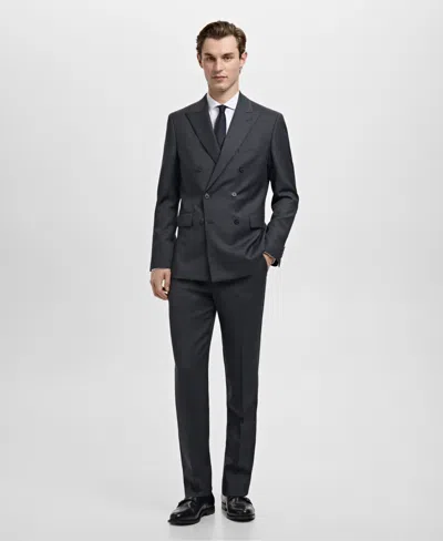 Mango Men's Turin Wool Double-breasted Suit Jacket In Gray