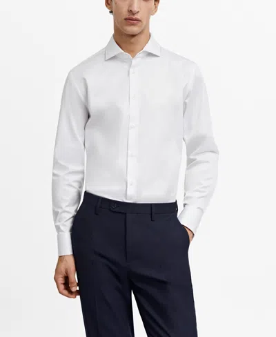 Mango Men's Twill Fabric Cufflinks Detail Slim-fit Dress Shirt In White