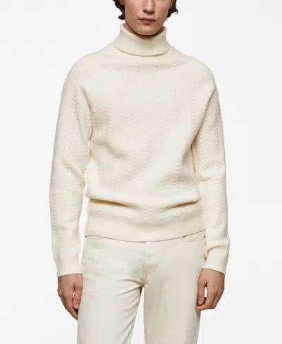 Mango Men's Twisted Turtleneck Sweater In Off White