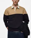 Mango Colorblock Polo Sweatshirt In Dark Navy