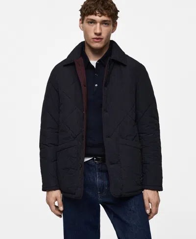 Mango Men's Two-tone Reversible Quilted Jacket In Dark Navy