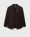 Mango Slim Fit Virgin Wool Blazer In Brown
