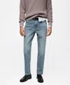 Mango Men's Volt Regular-fit Frayed-effect Jeans In Petrol Blue