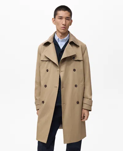 Mango Men's Water-repellent Belted Trench Coat In Sand