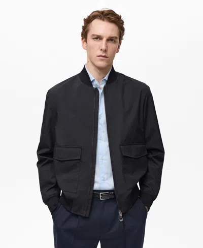 Mango Men's Water-repellent Bomber Jacket In Night Blue