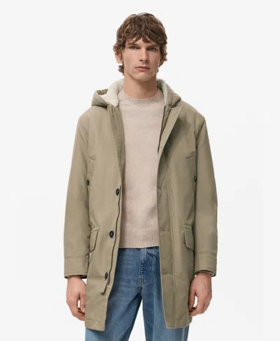 Mango Men's Water-repellent Hood Quilted Parka In Black