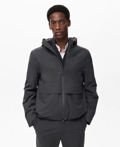 Mango Men's Water-repellent Hooded Jacket In Black