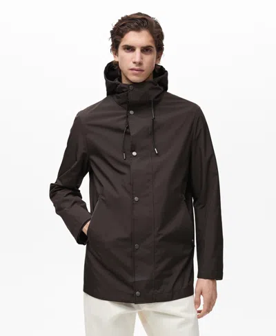 Mango Men's Water-repellent Hooded Parka In Black