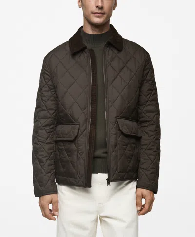 Mango Men's Water-repellent Quilted Jacket In Khaki