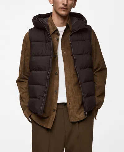 Mango Men's Water-repellent Quilted Vest In Brown