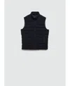 Mango Water Repellent Quilted Down Vest In Dark Navy