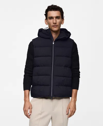 Mango Men's Water-repellent Quilted Vest In Dark Navy