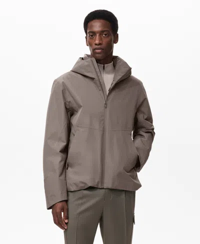 Mango Men's Water-repellent Thermolite Hooded Jacket In Brown