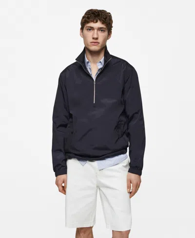 Mango Men's Water-repellent Zipper Jacket In Dark Navy