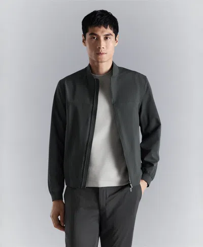 Mango Water Repellent Bomber Jacket In Gray