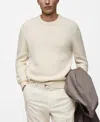 Mango Crewneck Knit Sweater In Ecru