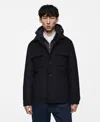 Mango Wool Blend Coat With Removable Hood In Dark Navy