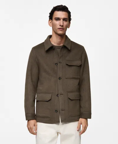 Mango Men's Wool-blend Field Jacket In Khaki