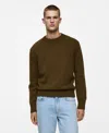 Mango Men's Wool-blend Knit Sweater In Olive Green