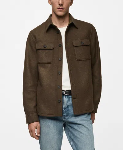 Mango Men's Wool-blend Overshirt In Brown