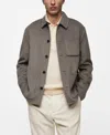 Mango Men's Wool-blend Overshirt In Medium Brown