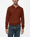 Mango Men's Wool-blend Polo-collar Sweater In Burnt Orange