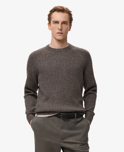 Mango Men's Wool-blend Rib-knit Sweater In Gray