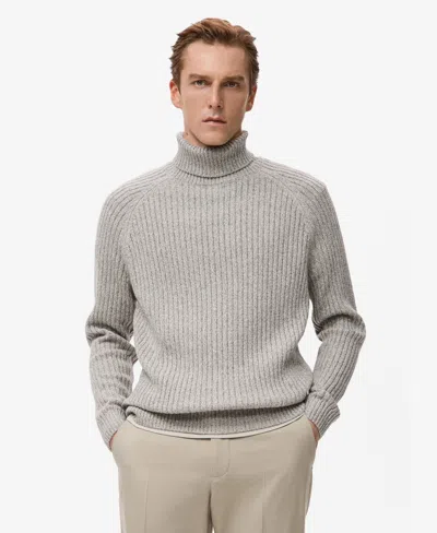 Mango Men's Wool-blend Turtleneck Sweater In Gray