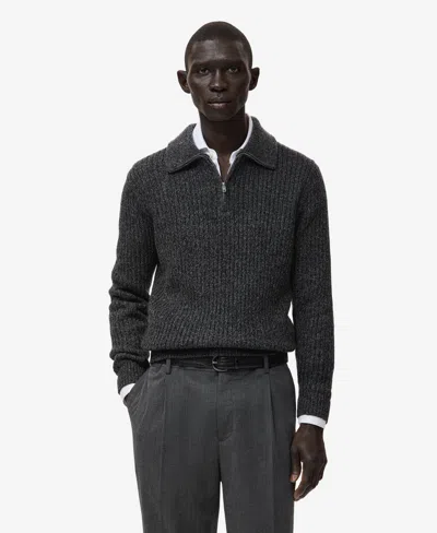 Mango Men's Wool-blend Zipper Sweater In Gray