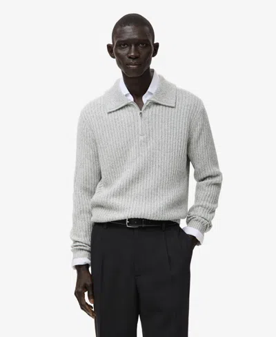 Mango Men's Wool-blend Zipper Sweater In Gray