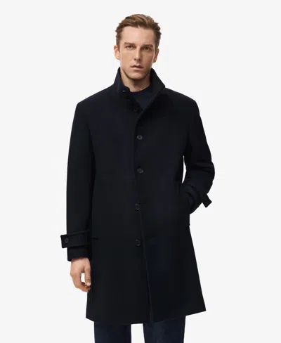 Mango Men's Wool Funnel Neck Coat In Blue