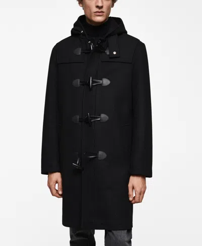 Mango Men's Wool Hooded Coat In Black