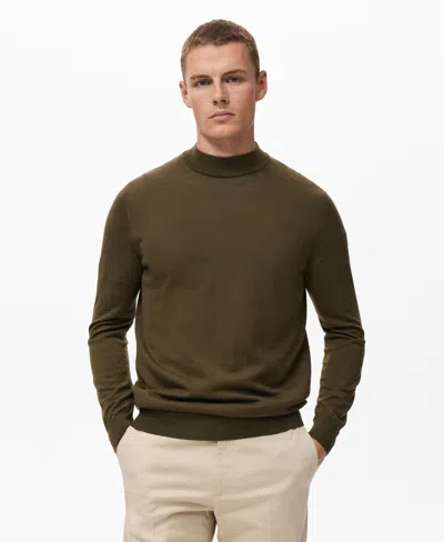 Mango Men's Wool Mock Neck Sweater In Green