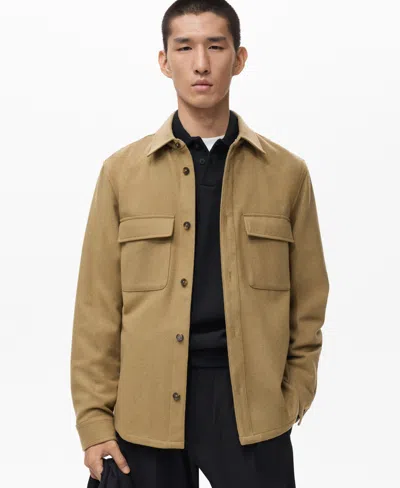 MANGO MEN'S WOOL POCKETS OVERSHIRT