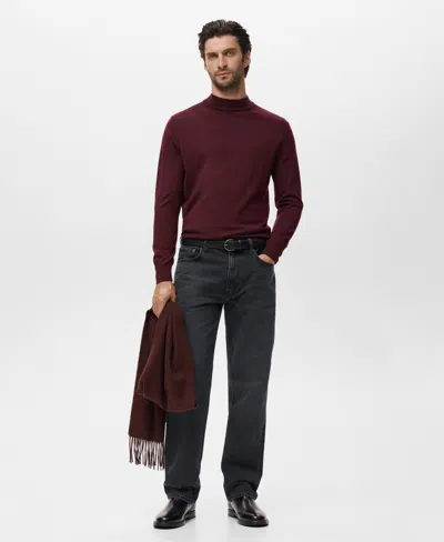 Mango Turtleneck Wool Sweater In Burgundy