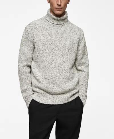 Mango Men's Wool Turtleneck Sweater In Light,pastel Gray