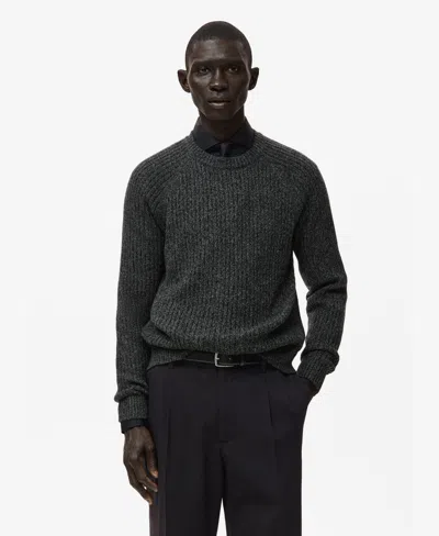 Mango Men's Wool-blend Rib-knit Sweater In Dark Heather Gray