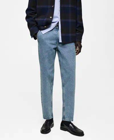 MANGO MEN'S WORN EFFECT STRAIGHT FIT JEANS