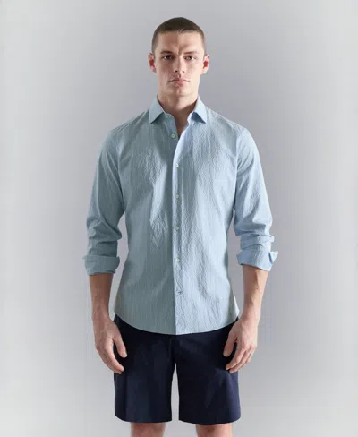 Mango Men's Wrinkled-effect Pinstripe Shirt In Multi