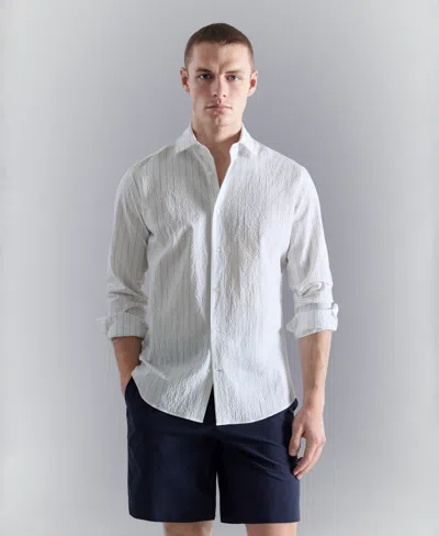 Mango Textured Pinstripe Button-up Shirt In White