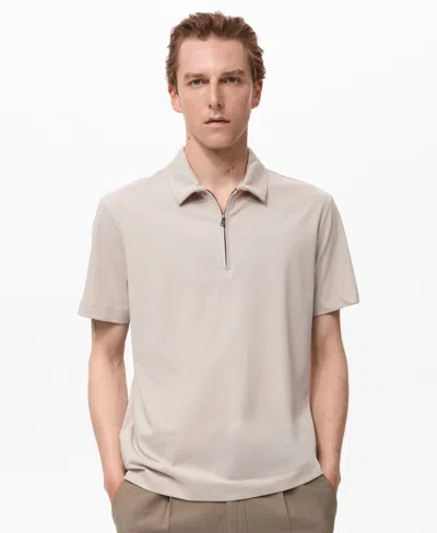 Mango Men's Zip Neck Polo Shirt In Neutral