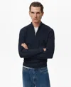 Mango Men's Zip Neck Ribbed Sweater In Blue
