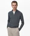 Mango Men's Zip Neck Ribbed Sweater In Gray