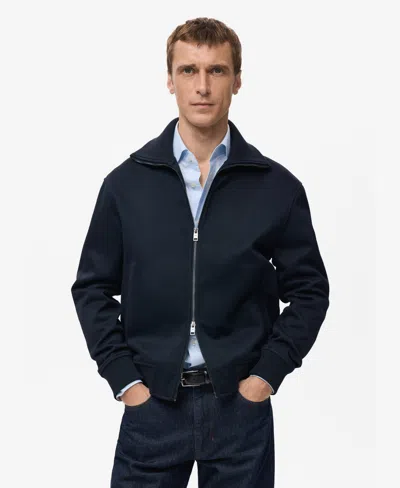 Mango Men's Zip Sweatshirt In Blue