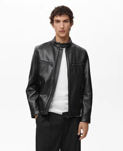 Mango Men's Zip-up Leather-effect Jacket In Black