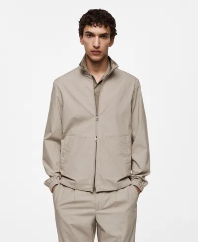 Mango Men's Zip-up Lyocell Jacket In Gray